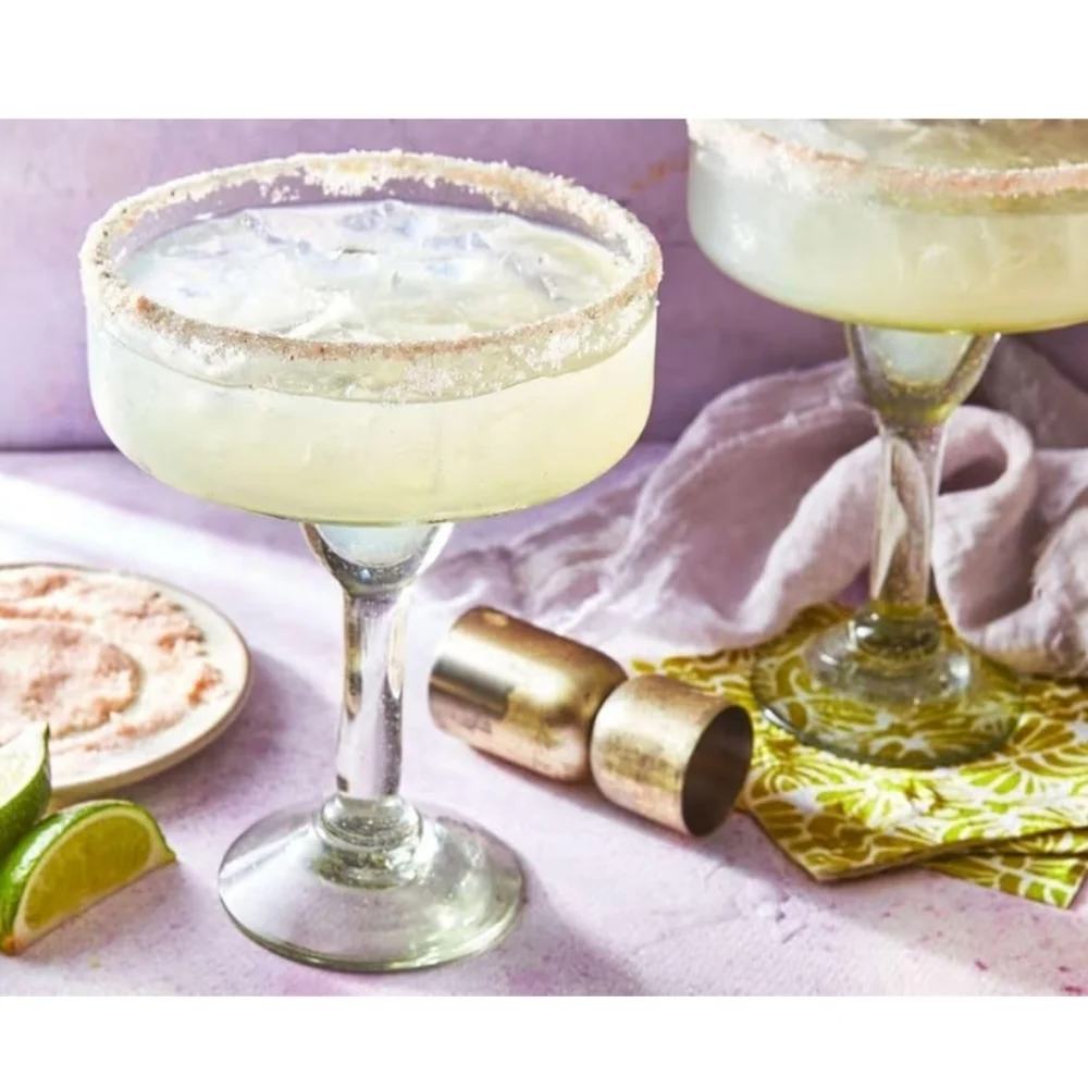 Elegant Clear Glass Margarita Glasses Set 4 Piece NEW